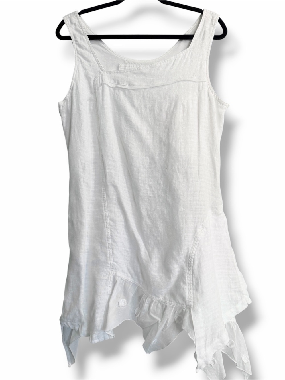 Animale Asymmetric Neckline Hem Linen Size 12 White